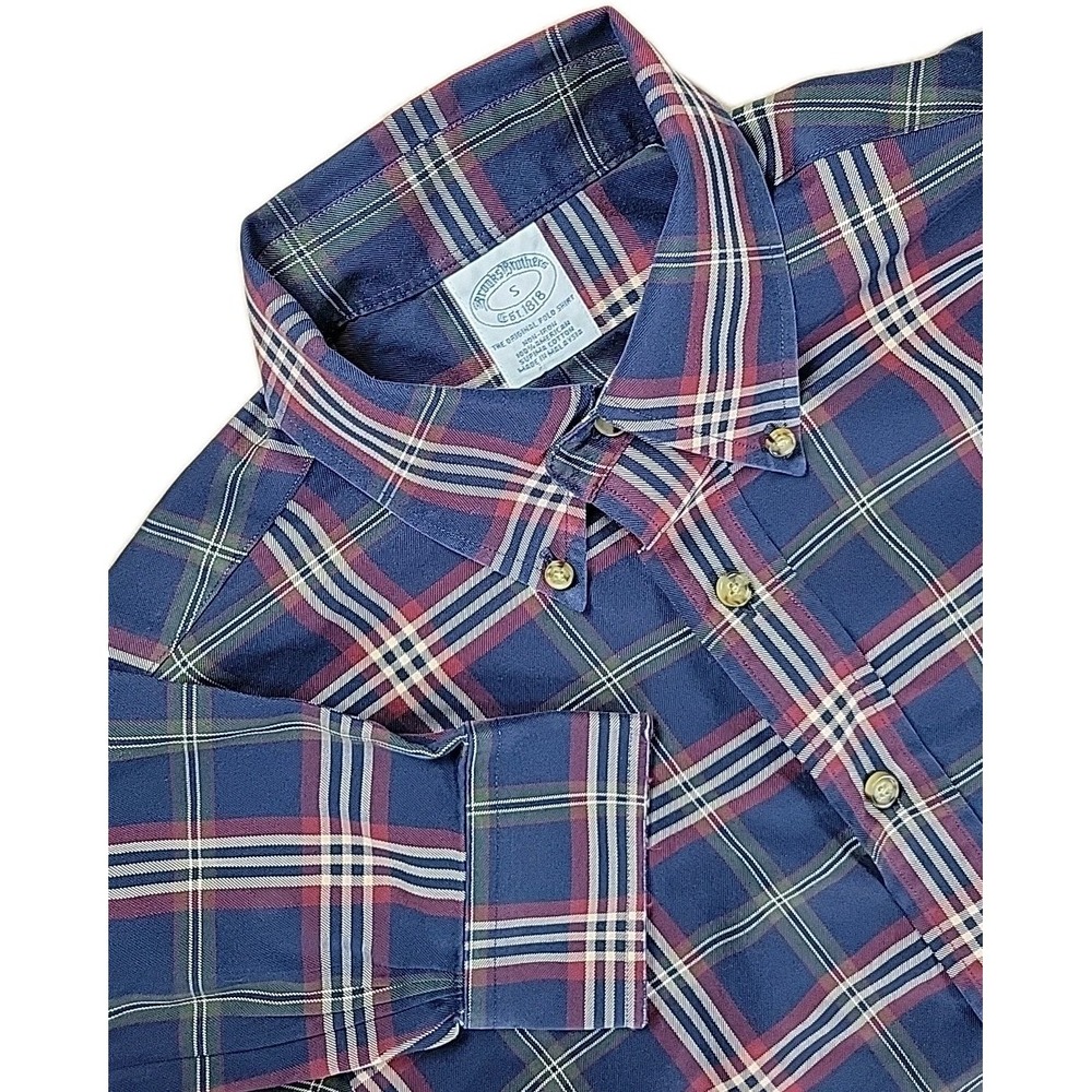 Brooks Brothers The Original Polo Button Down Shirt Men's SMALL Plaid Supima cot